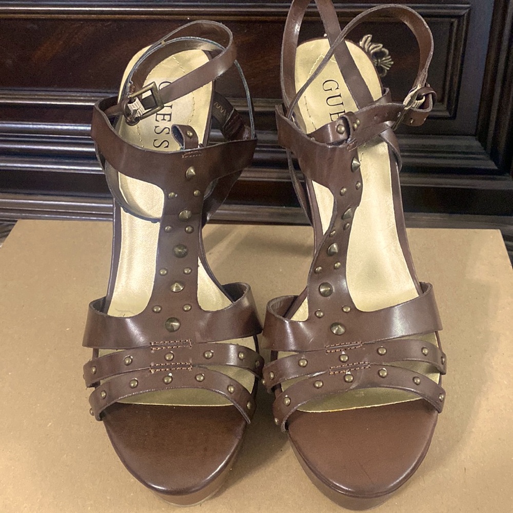 Guess Brown Leather Sandals